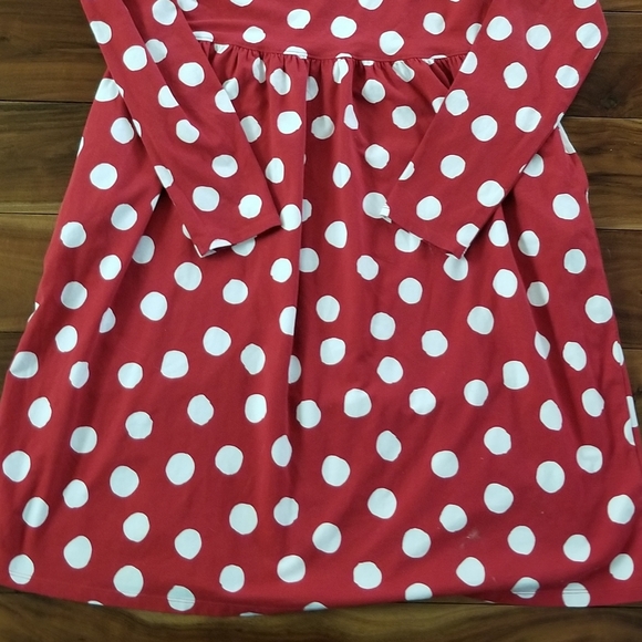 BN LANDS END RED AND WHITE POLKA DOT LONG SLEEVED DRESS XL - Picture 2 of 4